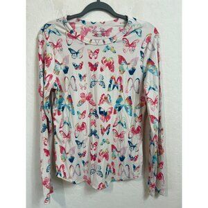 NOBO No Boundaries Butterfly Long Sleeve Ribbed Shirt XL ( Junior's 15-17) Mulit